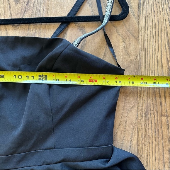 NWOT MAC DUGGAL Black 49106 Square Neck A Line Mini Dress Rhinestone Strap Sz 10 - Picture 14 of 16